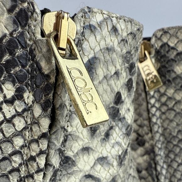 Coliac Calvin Black White Leather Snakeskin Pointed Toe Ankle Boots Sz 37 US 6.5 - Picture 6 of 9